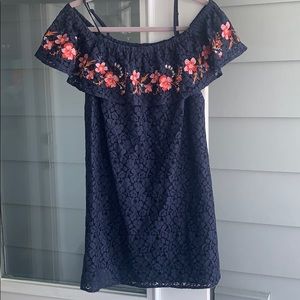 Navy dress with flowers